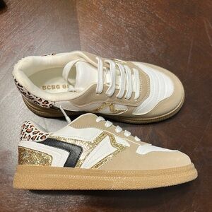 BCBG Girls Beige and Gold Sneakers